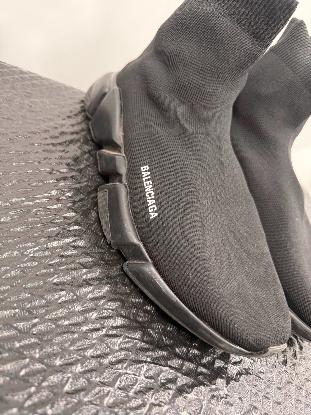 Black Knit Sock Sneakers - Picture 2 of 5